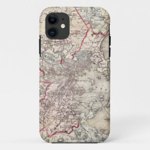 Capa Para iPhone 11 Mapa: Boston, 1883
