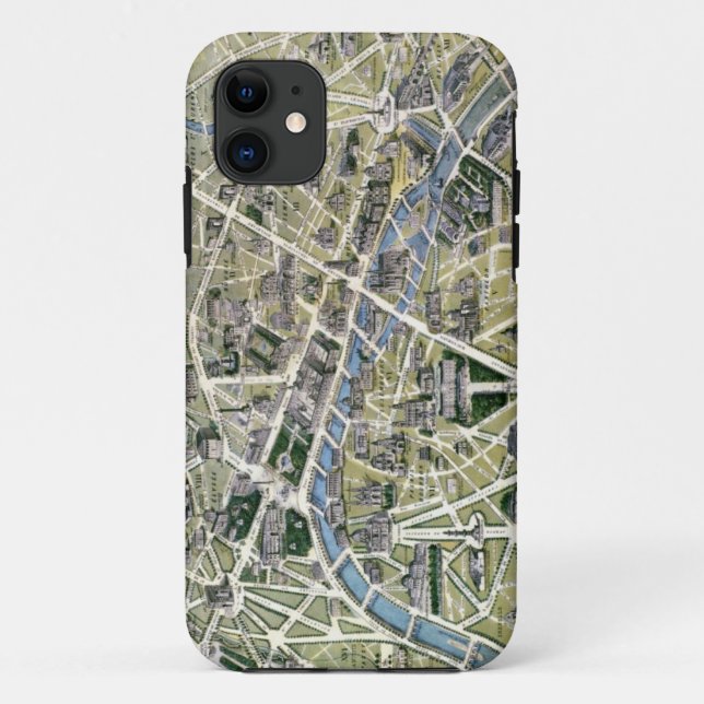 Capa Para iPhone 11 Mapa de Paris durante o período dos Grands (Verso)