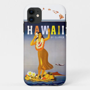 Capa Para iPhone 11 Mapa de Vintage Hawaii Hula Art Hawaiai Ilhas