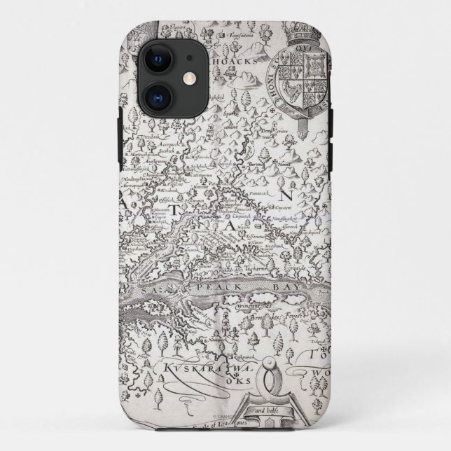 Capa Para iPhone 11 Mapa de Virgínia, 1612 (Verso)