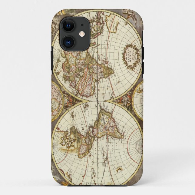 Capa Para iPhone 11 Mapa do Mundo Antigo (Verso)