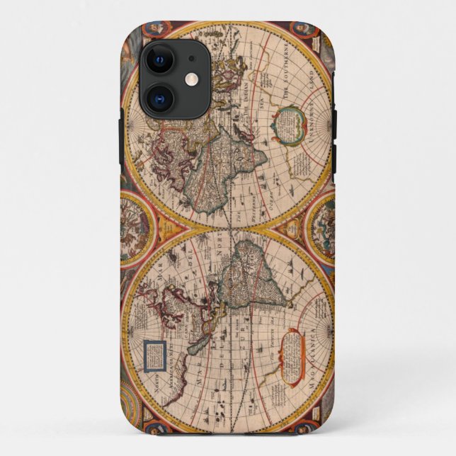 Capa Para iPhone 11 Mapa do mundo do renascimento (Verso)