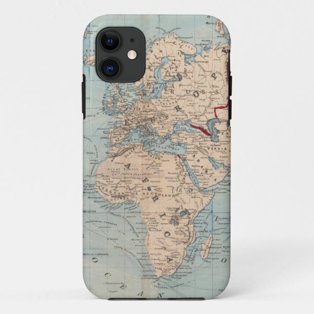 Capa Para iPhone 11 Mapa do mundo na projeção de Mercator (Verso)