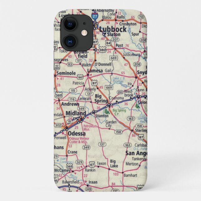 Capa Para iPhone 11 Mapa do Texas Ocidental (Verso)