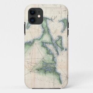 Capa Para iPhone 11 Mapa do vintage do litoral de Massachusetts