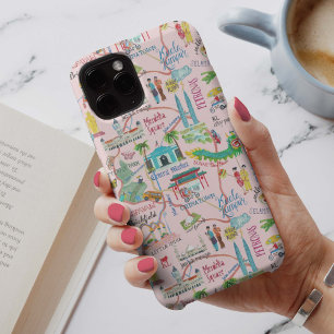 Capa Para iPhone 11 mapa ilustrativo de viagem cor-de-rosa de Kuala Lu