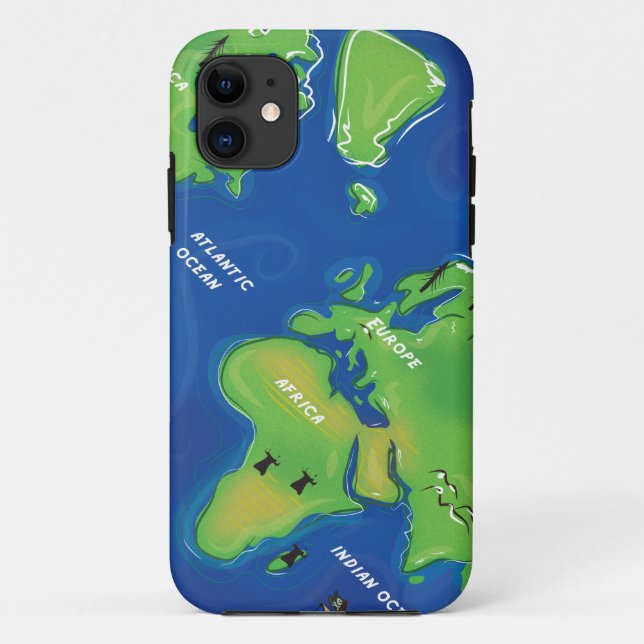 Capa Para iPhone 11 Mapa Mundial (Verso)
