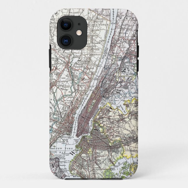 Capa Para iPhone 11 Mapa: New York-area, 1906 (Verso)