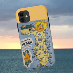 Capa Para iPhone 11 Mapa Retroativo de Saudações da Flórida