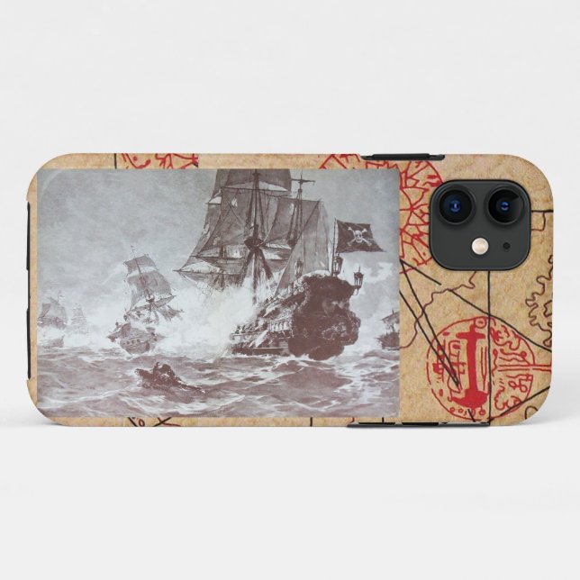 CAPA PARA iPhone 11 MAPAS DE TRATAMENTO DE PIRATAS PIRATAS DE PIRATAS  (Verso (horizontal))