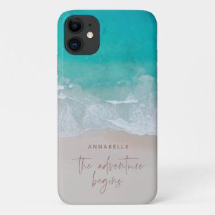 Capa Para iPhone 11 mar de praia de areia tropical a aventura começa
