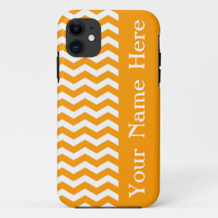 Capa Para iPhone 11 Marbella Orange Wave Chevron com nome