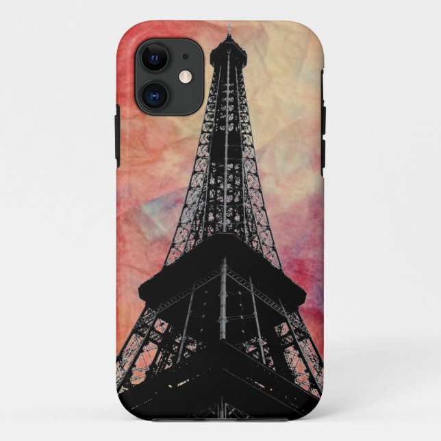 Capa Para iPhone 11 Marble Torre Eiffel Rosa iPhone 5 Cae (Verso)