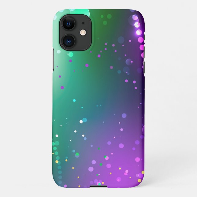 Capa Para iPhone 11 Mardi Gras Festivo Purple Background (Verso)