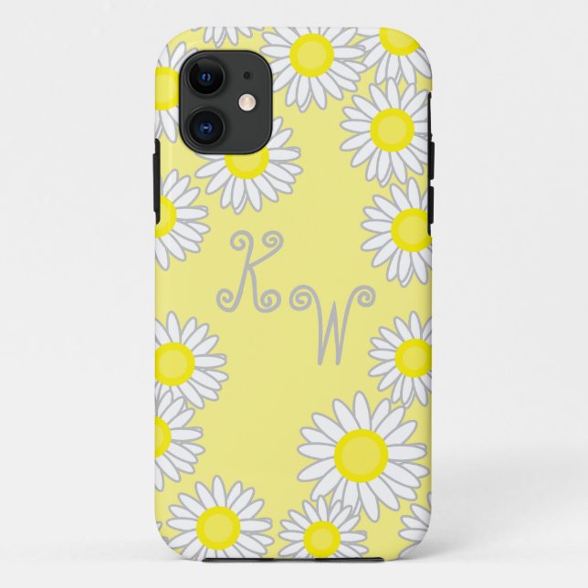 Capa Para iPhone 11 Margarida das Cinzas brancas e amarelas divertidas (Verso)