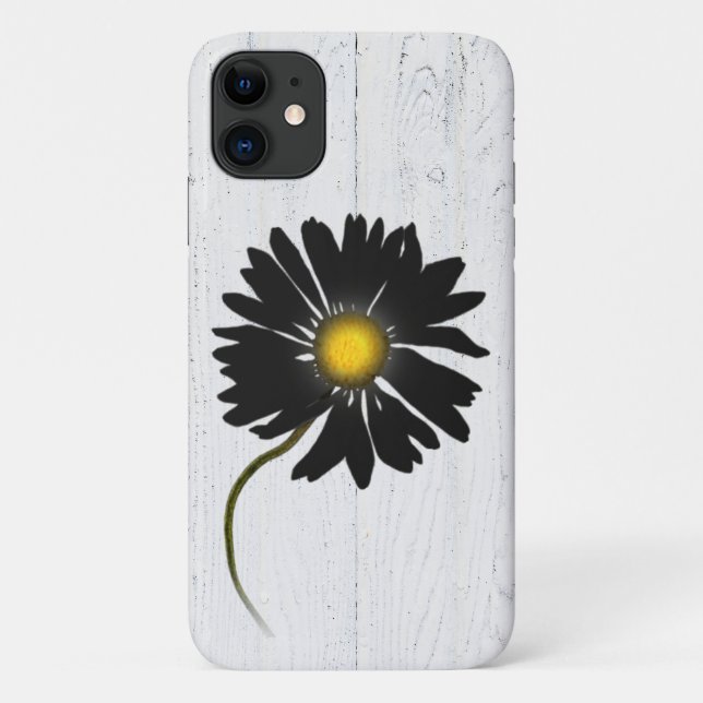Capa Para iPhone 11 margarida negra brilhante (Verso)