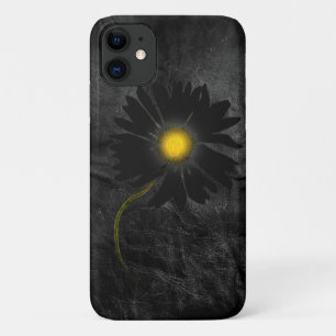 Capa Para iPhone 11 margarida negra brilhante em couro