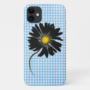 Capa Para iPhone 11 margarida negra brilhante em gingham