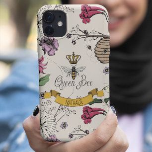 Capa Para iPhone 11 Marinha Elegante, Rainha Negra e Dourada, Abelha e