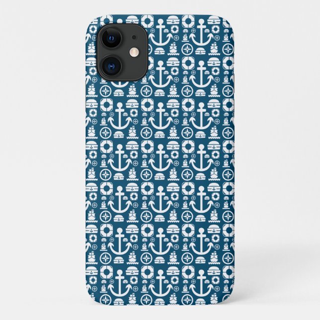 Capa Para iPhone 11 Marinheiro da marinha Elemento padrão do mar (Verso)