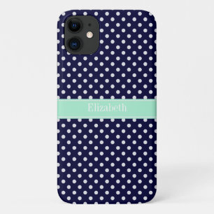 Capa Para iPhone 11 Marinho Azul Branco Bolinhas Nome da Casa da Moeda