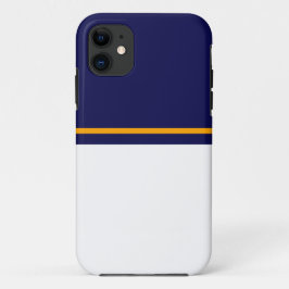 Capa Para iPhone 11 Marinho Clássico Azul Branco Bloco Cor Amarelo Fai