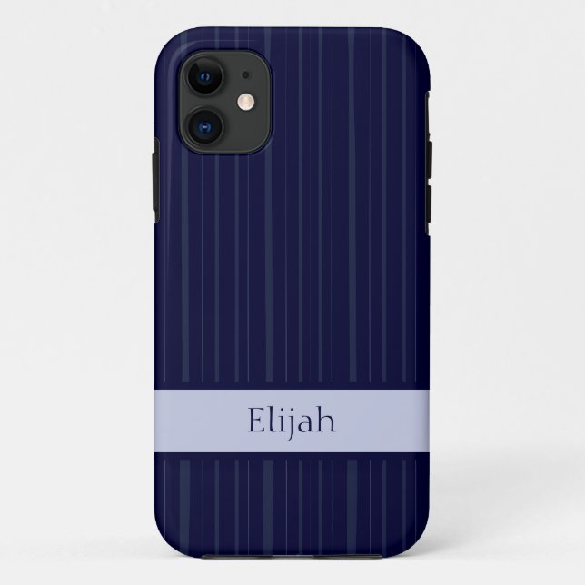 Capa Para iPhone 11 Marinho Clássico - Faixa Vertical Azul (Verso)
