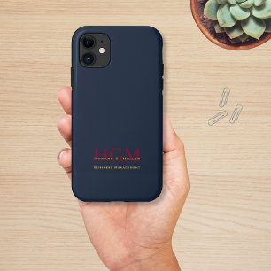 Capa Para iPhone 11 Marinho do logotipo do Monograma da Empresa Dourad