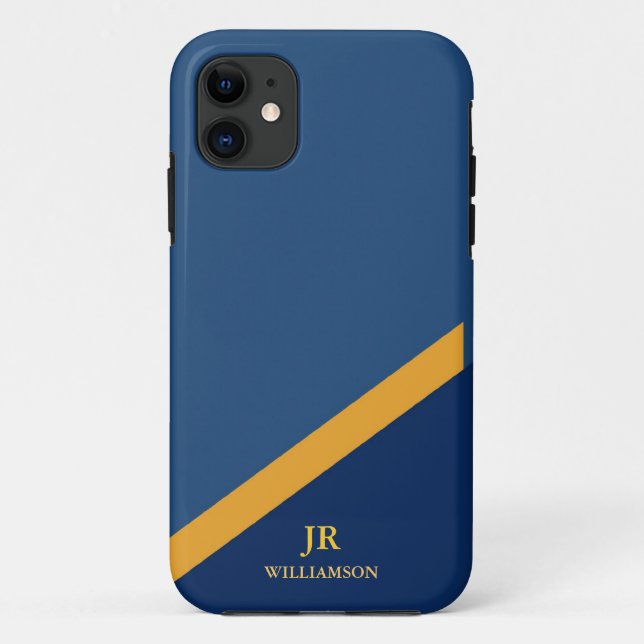 Capa Para iPhone 11 Marinho moderno Blue iPhone4 Case-Mate™ (Verso)