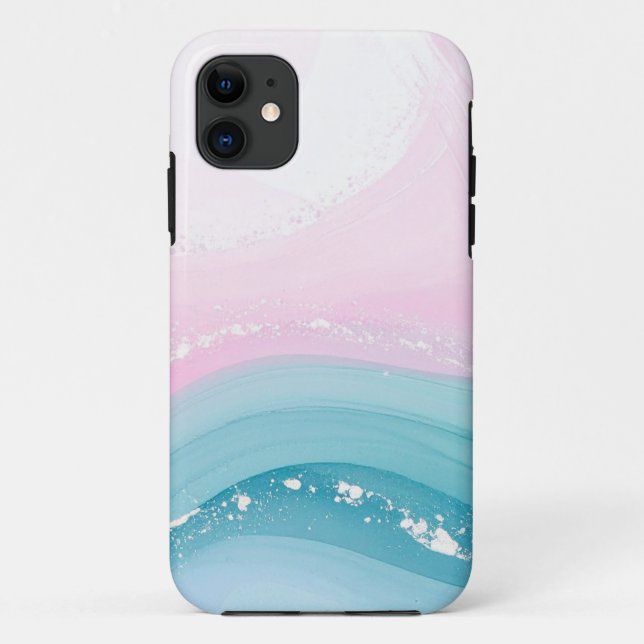 Capa Para iPhone 11 Mármore Azul Empoeirado de Pedra Moderna (Verso)