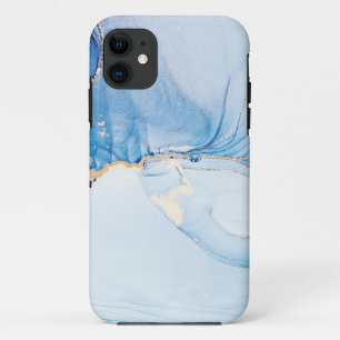 Capa Para iPhone 11 Mármore Azul Empoeirado de Pedra Moderna