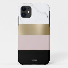 Capa Para iPhone 11 Mármore branco de ouro personalizado elegante