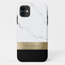 Capa Para iPhone 11 Mármore branco de ouro personalizado elegante