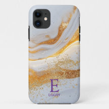 Mármore branco elegante monograma com brilho doura