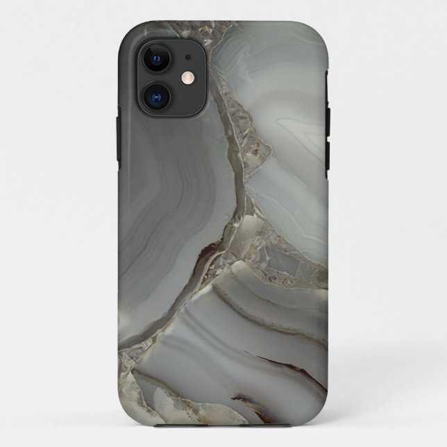 Capa Para iPhone 11 Mármore Cinza com Veio de Ouro (Verso)