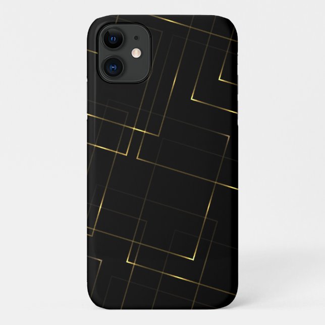 Capa Para iPhone 11 Mármore Preto e Dourado Elegante (Verso)