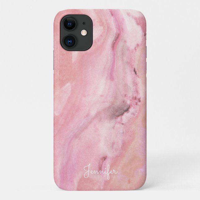 Capa Para iPhone 11 Mármore Rosa Bebê (Verso)