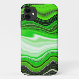 Capa Para iPhone 11 Mármore Verde e Preto como Arte Fluida Strike