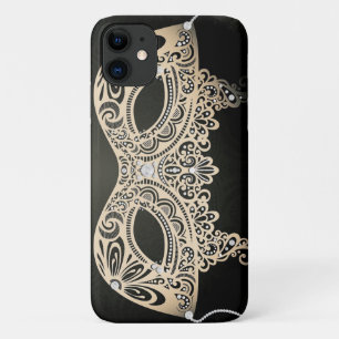Capa Para iPhone 11 Máscara de Mascarada Elegante de Pérolas Verdes Vi
