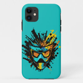 Capa Para iPhone 11 Máscara de Paintball Turquesa Colorida Tendência S