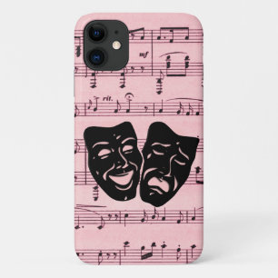 Capa Para iPhone 11 Máscaras de Música e Teatro Rosa