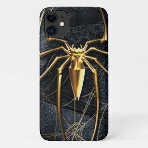 Capa Para iPhone 11 Mate de mármore preto de aranha-dourada mal lá