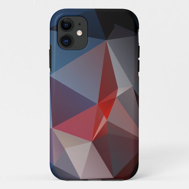 Capa Para iPhone 11 Matriz de Arte com Pirâmide Abstrato de Blues e Re (Verso)