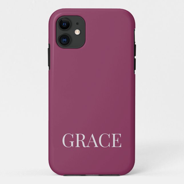 Capa Para iPhone 11 Mauve Moderno com Nome Personalizado Custom (Verso)