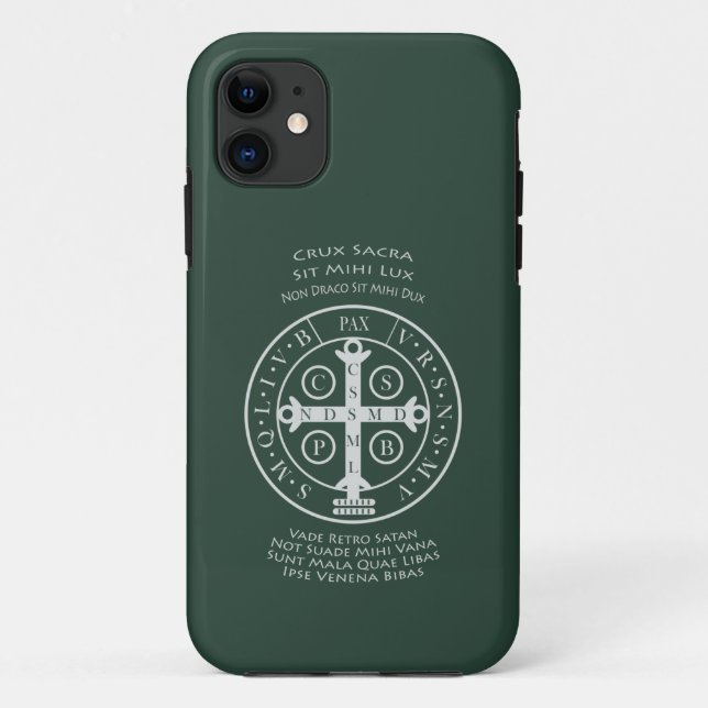 Capa Para iPhone 11 Medalha Benedict rua com Oração Latina (Verso)