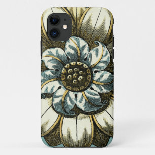 Capa Para iPhone 11 Medalha Floral Ornamentado sobre fundo azul claro