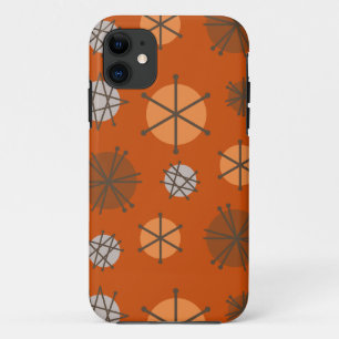 Capa Para iPhone 11 Meio século Modern Starbursts Queimados Laranja