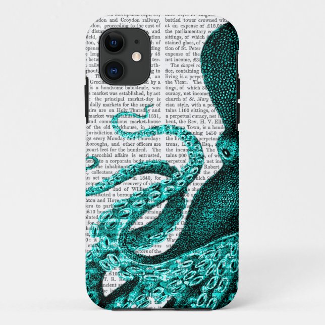 Capa Para iPhone 11 Meio Verde de Octopus (Verso)