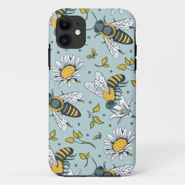 Capa Para iPhone 11 Mel — Muitos padrões de abelhas (Verso)
