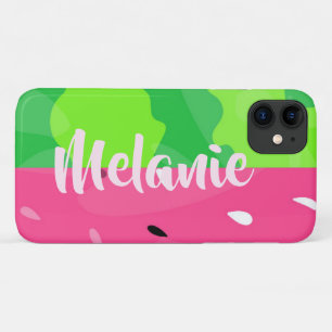 Capa Para iPhone 11 Melancia Verde Rosa de Verão Estilizada Personaliz